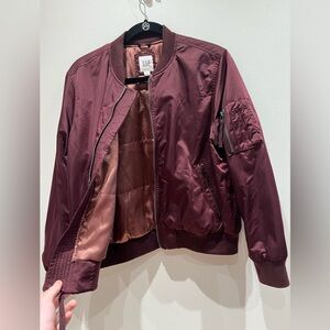 Gap Satin Bomber Jacket Plum Size M